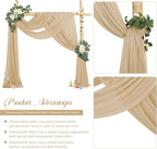 4 Panels Beige Cheesecloth Draping Fabric 35" x 20FT Gauze Fabric Arch Drapes for Wedding Reception Sheer Backdrop Photo Background Household Curtain or Outdoor Curtain