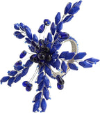 Napkin Rings Set of 12 for Dining Table Decoration Parties Everyday Metal Napkin Holder Leaf Blue (Pack of 12)