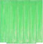 5 Pack Green Foil Curtain Backdrop 3.2ft x 8.2ft Tinsel Foil Fringe Curtains Macaron Photo Booth Streamer Backdrop for Party Decorations Birthday Baby Shower Bachelorette Holiday Decor (Pastel Green)