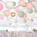 Sage Green Pink Paper Lanterns Decorative 12pcs Wedding Hanging Decorations for Bridal Shower Birthday Rustic Party Neutral Baby Shower Sage Green Home Decor
