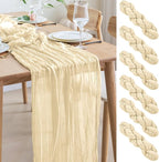 Asee'm 6pcs Cheesecloth Table Runner 120 Inches Long Beige Boho Gauze Cheese Cloth Runner 10FT Rustic Sheer Table Runners for Christmas Wedding Party Baby Shower Spring Easter Decoration