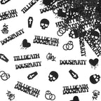 Till Death Do Us Party Confetti, Glitter Halloween Bachelorette Party Table Decorations, Skull Ring Heart Confetti for Gothic Halloween Bachelorette Weeding Bridal Shower Party Decorations（115pcs）