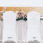 Howhic Pack of 60 Spandex Chair Sashes Bows Stretch Chair Cover Band with Buckle Slider Universal Elastic Chair Ties for Wedding Banquet Party Event Decoration (White)