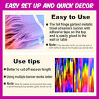 6 Pack 10 Ft Rainbow Foil Fringe Garland Metallic Streamers Tinsel Banner Wall Hanging Garland Backdrop for Parade Floats, Halloween, Christmas, Thanksgiving, New Year Party Decorations