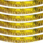 6 Pack Gold Total 60 Feet Foil Fringe Garland Metallic Tinsel Banner Wall Hanging Drapes Parade Float Skirting Decorations for Trailer Mardi Gras Party Birthday Wedding (Gold)
