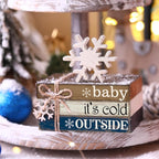 4 Pcs Winter Christmas Decor Winter Table Decorations Christmas Tiered Tray Decor Centerpiece Decorations Indoor Rustic Wooden Snowflake Block Sign Gift Farmhouse for Home Kitchen Shelf