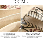 ISAENNE Designer Linen Light Beige Round Tablecloth,French Colorful Floral Table Cloth,Fall Stain Resistant Decor Tablecloths for Dining Thanksgiving Christmas Kitchen,Diameter 67"-Helena E