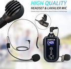 4 Channel Rechargeable Wireless Microphone System, Pro UHF Metal Handheld Headset Lavalier Lapel Cordless Mics for Karaoke Singing Church with VOL Control, 4x50 Adjustable Frequency(G8)