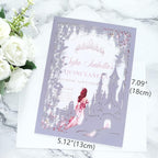 20PCS Castle Pocket Invitations, Quinceanera Invitations with Envelopes, Princess Invitation, Laser Cut quince invites (purple)