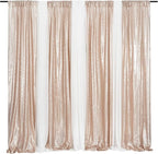 Poise3EHome Champagne Sequin Backdrop Curtains,4 Panels 2FTx8FT Glitter Background for Party Birthday Party Baby Shower Wedding Christmas Thanksgiving Holiday Festival Decor