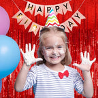 2 Pack Foil Curtain Backdrop Red Metallic Tinsel Foil Fringe Curtains Photo Booth Props for Birthday Wedding Engagement Baby Shower Bachelorette Christmas Holiday Celebration Party Decorations