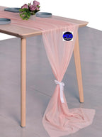 MDS 15 Pack 10ft Chiffon Table Runner 29 x 120 Inches Sheer Wedding Runner Romantic Rustic Table Runner for Wedding Decorations, Birthday Parties, Bridal Shower Party Arch Decor - Dusty Rose