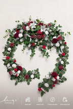 Ling's moment 9FT Eucalyptus and Willow Leaf Garland with White Flower, Handcrafted Wedding Sweetheart Table Centerpieces Head Table Decor Arch Backdrop Decorations for Wedding | Red & White