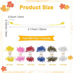 900-Pack Flower Stamens for Crafts, 5mm Double Heads Artificial Pearl Floral Pistil Mini Flower Pollens Stamens for DIY Making/Scrapbook Decoration [Dark Pink and 5 Colors]