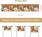 Vintage Floral Table Runner,Boho 70s Style Retro Flower Table Cloth Kitchen Dining Table Home Party Decoration 13x72 Inch
