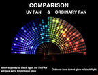 Amajiji Rave Folding Hand Fan Popping Fans for Line Dancing, Large Clacking Fans Clap Fan for Boots On The Ground Dance,Party,Decoration,Festival (Dj Light)