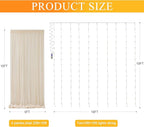 Fomcet Tulle Backdrop Curtains Champagne 20FT X 10FT Tulle Curtains with Lights String Sheer Backdrop Curtain for Parties Wedding Baby Shower Photo Shoot Decorations (4 Panels 5 x 10FT)