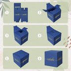 QIKSION Navy Blue Graduation Card Box, Gold Foil Gift Card Box for Graduation, Party, Wedding Reception, Birthday, Baby Shower, Raffle