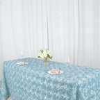 Efavormart 90"x132" Wholesale Rectangle Table Cover Light Blue Grandiose Rosette 3D Satin Tablecloth for Wedding Party Event