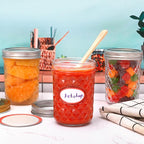 Mason Jars 16oz,Canning Jars with Metal Airtight Lids and Bands,Wide Mouth Mason Jars Ideal for Spice, Jam, Honey, Jelly, Yogurt, overnight oats,Meal Prep, Wedding Favors,6Pack