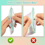 Funfery 100 Pack Gradient Holographic Bags,Mylar Resealable Bag with Zipper,Clear Window Packaging Pouch,Smell Proof Bags for Food Storage,Sample Jewelry Baggies(3.1x5.1In,Green Pink)