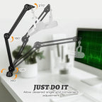 Mic Boom Arm – Heavy-Duty Microphone Stand with Desk Mount Clamp&Microphone Clip Ideal for Podcast & Gaming, Supports 4.4 lbs for Blue Yeti, FIFINE, HyperX, Shure & More