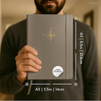 SETTINI Lined Journal, Ideal for Journaling - A5 Vegan Leather Notebook, 192 Archival-Quality Pages, QuillEase Bleed-Free Paper, Inner Pocket & Bookmark - Travel Journal for Men & Women, Grey Compass