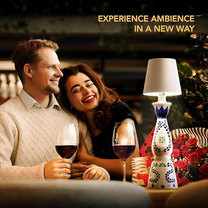 Wireless Bottle Lamp for Any Type of Bottle - LED Bottle Lamp for Indoor & Outdoor - 100% Waterproof - 3000K Warm Light - Wireless & Rechargeable, Unique and Beautiful Design (Red)