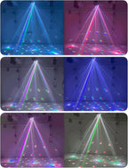 Professional DJ Lights 4-in-1 Moving Head with Red Green Laser & Golden Effects – DMX512/Sound-Activated Control, Auto Modes for Stage, Club, Party Lighting