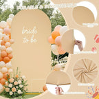 SoarDream Khaki Wedding Arch Backdrop Cover 6.6FT Spandex Fitted Khaki Wedding Arch Covers Round Top Chiara Arches Backdrop Cover Fabric for Birthday Balloon Party Decoration