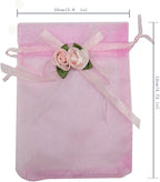 Ankirol 50pcs Sheer Organza Favor Bags For Wedding 3.8x4.8'' Gift Bags Samples Display Drawstring Rose Pouches (pink)