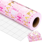 Yarcony Girl Birthday Wrapping Paper Roll, Pink and Gold Wrapping Paper, Gold Foil Girly Happy Birthday Lettering Design Pink Gift Wrap for Girls Women, Baby Shower, Christmas(17 Inch X 33 Feet)