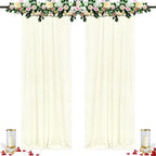 DUOBAO Ivory Sheer Chiffon Backdrop Curtains 108"" Long | 2 Panels | Perfect for Wedding Ceremonies, Beach Parties, Home Decor, and Events | Cream Drapes