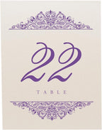 Paisley Wedding Table Numbers (Select Color/Quantity), Champagne, Purple, 1-175, Double Sided, Tent or Use in a Stand, Great for Parties & Restaurants - Made in the USA