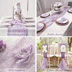 Lilac Purple Cheese Cloth Table Runner Boho Romantic 10ft Gauze Cheesecloth Table Runner for Baby Shower Decoration Wedding Bridal Shower Fall Thanksgiving Table Decor