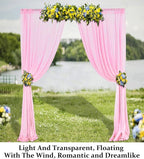 DUOBAO Pink Chiffon Backdrop Curtain-2 Panels 29x120-Inch Wedding Draping Beach Curtains for Living Room Polyester Voile Window Darpes Photography Backdrops for Party Ceremony (29''x120''x2pc)