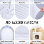 LEBENGURU Upgraded 6FT Wedding Arch Cover, White Spandex Fitted Arch Backdrop Cover, Round Top Chiara Stand Covers for Birthday Party Baby Shower Banquet Balloon Décor