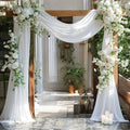 MDS Halloween Chiffon Draping Fabric - 2 Panel, 30" Wide x 20ft Long - Sheer Spooky Arbor & Canopy Drapery for Haunted House Backdrops, Party Ceilings, DIY Costumes & Themed Events - White