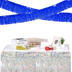 We Moment 6 Pack 10 Feet Blue Foil Fringe Garland Streamers Metallic Tinsel Banner Wall Hanging Fringe Curtain Glitter Backdrop Banner for Parade Floats Birthday Bachelorette Blue Party Decorations