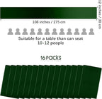 Aneco 16 Pack Satin Table Runner 12 x 108 Inch Black Green Long Wedding Satin Silk Table Runner for Wedding Banquet Graduations Birthday Party Decoration