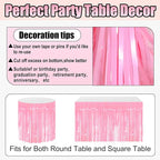 3 Pack 29x108 Inch Macaron Pink Foil Fringe Table Skirts Metallic Banner for Tinsel Streamer Garland Backdrop for Parade Floats Wedding Thanksgiving Birthday Christmas Halloween Party Decoration