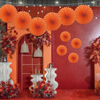Orange Birthday Party Decorations,DIY Orange Paper Fans Hanging Decoration,16in Halloween Paper Fans,Halloween Decor,Fox Birthday Decorations Events Accessories 30 Color DIY Set (Orange)