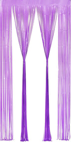 BRAVESHINE Tinsel Photo Backdrop Curtains - 2Pcs 3.2x8.2ft Pastel Purple Foil Fringe Streamer Curtain for Halloween/Easter Birthdays Bachelorette Valentines Mermaid Butterfly Party Decorations