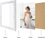 8.5x11 Picture Frame Set of 4, Distressed White Certificate Frame with Real Glass, Wood Photo Frames 8.5 by 11 Diploma Document for Wall Hanging and Tabletop Display