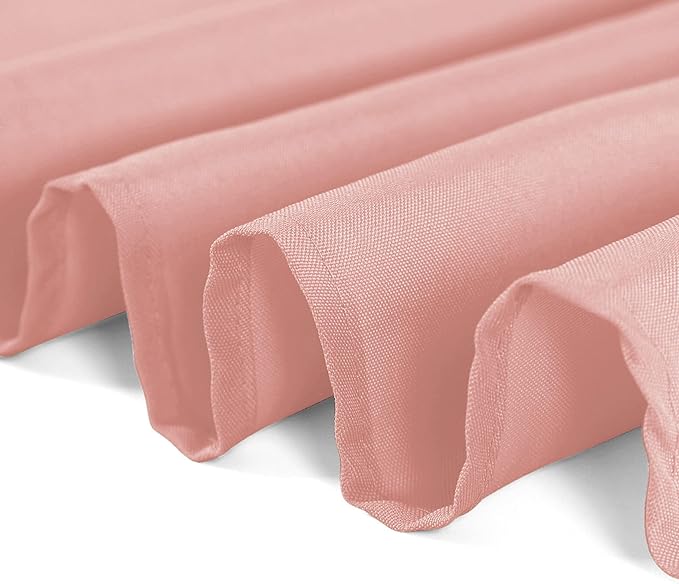 132 inch Round Tablecloth Washable Polyester Table Cloth Decorative Table Cover for Wedding Party Dining Banquet（132 inch, Dusty Pink）