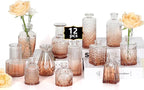 Mini Bud Vases Set of 12 As Wedding Centerpieces for Tables,Clear Bud Vases for Flowers,Small Flower Vases Suitable for Birthday Party,Anniversary,Wedding Reception,Baby Shower (Pink, 12PCS)