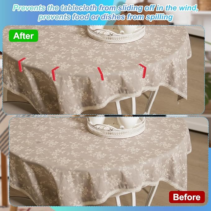 uxcell 4 Pack Tablecloth Clips, Stainless Steel Table Cloth Cover Clamps, 2.87" x 2.36" Windproof Holder Clips for Home Party Picnic Wedding Camping Dining Tables, Black