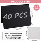 40 Pack Mini Chalkboard Signs for Food, 4x3 Inches Small Chalkboard Sign with 4 Cleaning Cloth, Small Reserved Tables Sign for Wedding Party Buffet Bakery Table Signs