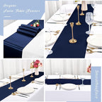 12 Pack Navy Blue Satin Table Runner,12 x 108 inch Long Premium Smooth Table Runner for Wedding, Banquets, Birthday, Party, Graduation, Engagements, Table Runners fit Rectangle and Round Table