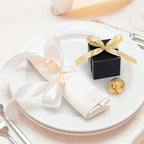 EUSOAR Favor Boxes, 60pcs 2x2x2 Inches Black Boxes Small Candy Box with Gold Ribbons, Mini Paper Cube Soap Box Chocolate Truffles Storage Macaron Container for Wedding Birthday Party DIY Favors